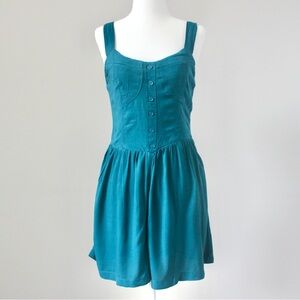 Wild Fable Teal Sleeveless Flowy Short Button Summer Casual Romper Medium
